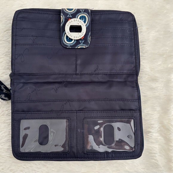 Vera Bradley Turn Lock Marrakesh Motifs Travel Wallet Navy Blue - Picture 5 of 9